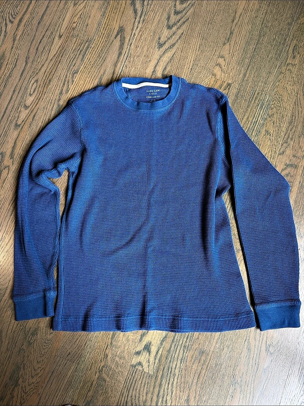 American Eagle AE Standard Fit Cozy Thermal Shirt Blue Small